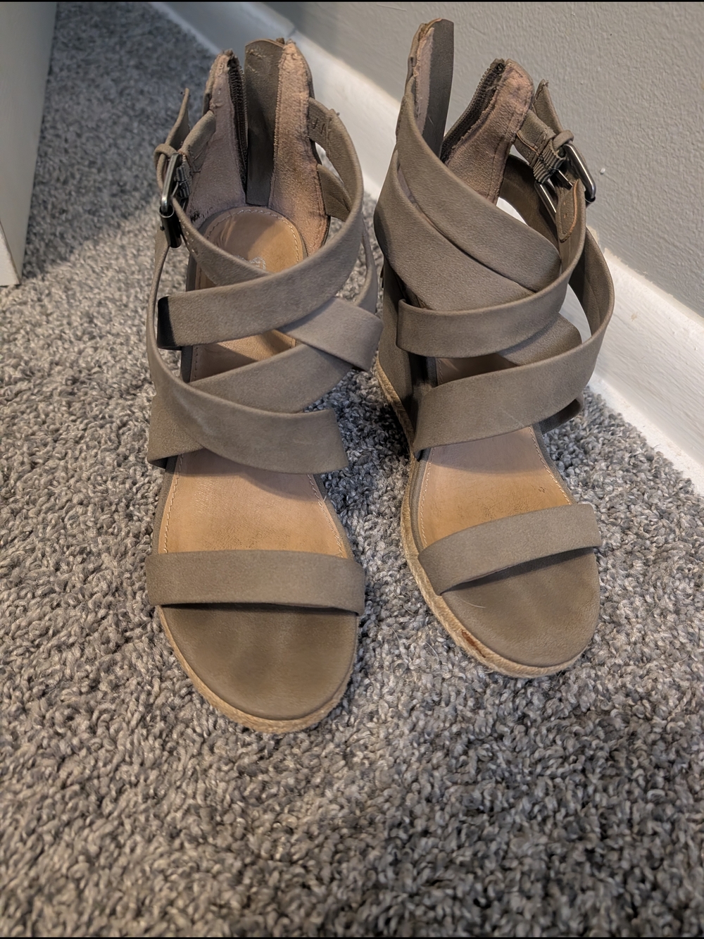 Brash Taupe Strappy Heeled Sandals